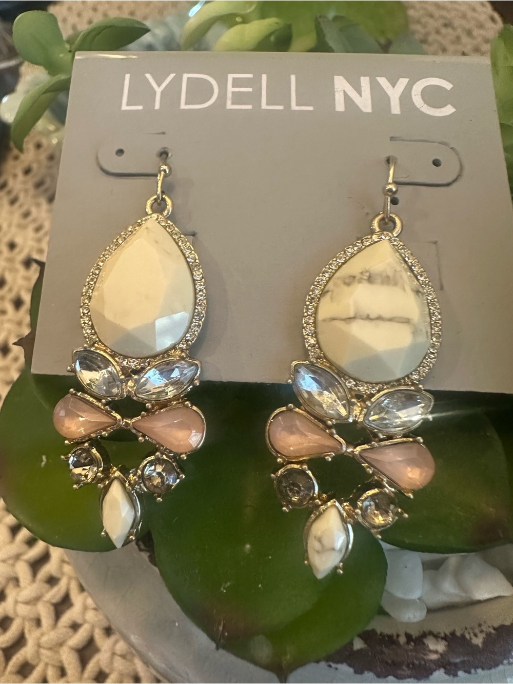 NWT Lydell NYC Pastel Stone Chandelier Statement Drop Earrings